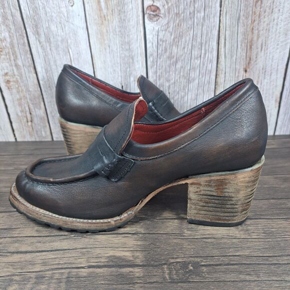 Freebird Bristol Brown Leather Chunky Heel Slip On Loafer Women's Sz 10 (VGC) - Picture 6 of 13
